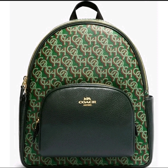 Coach Handbags - Coach Green Monogram Court Backpack NWT
